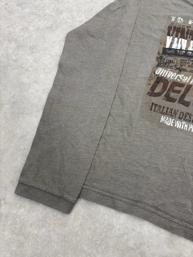 2000s Dolce & Gabbana Grey V-Neck Deluxe Longsleeve T-Shirt unPeTAF 6