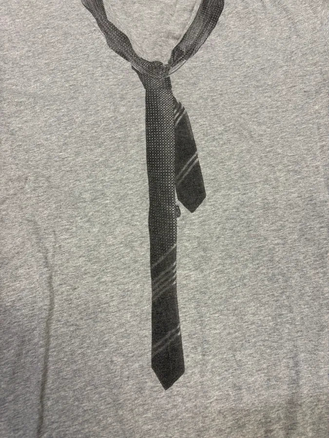 2000s Dolce & Gabbana Grey V Neck Trompe L’oeil Tie T-Shirt jNoreYA 6