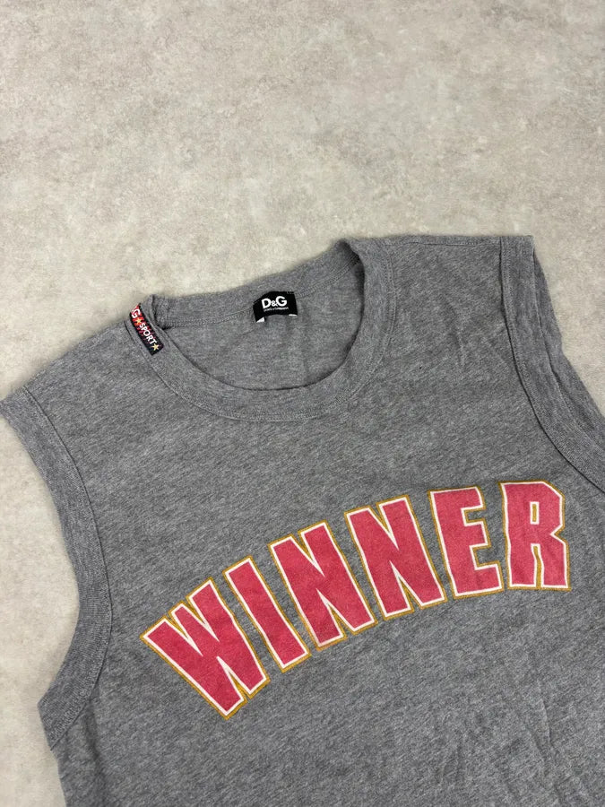 2000s Dolce & Gabbana Grey Winner Tank Top gWAZoBq 4