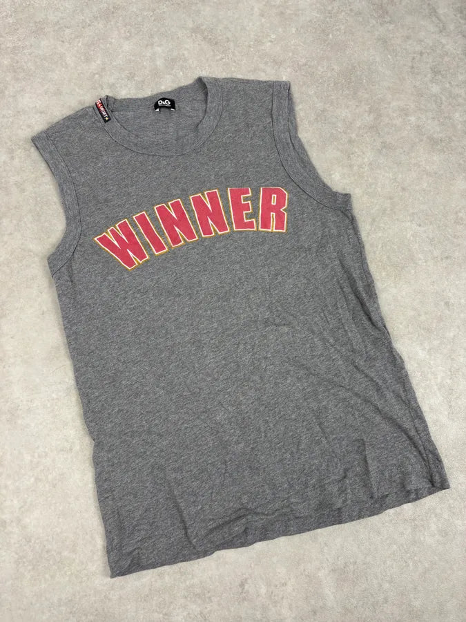 2000s Dolce & Gabbana Grey Winner Tank Top gWAZoBq 3