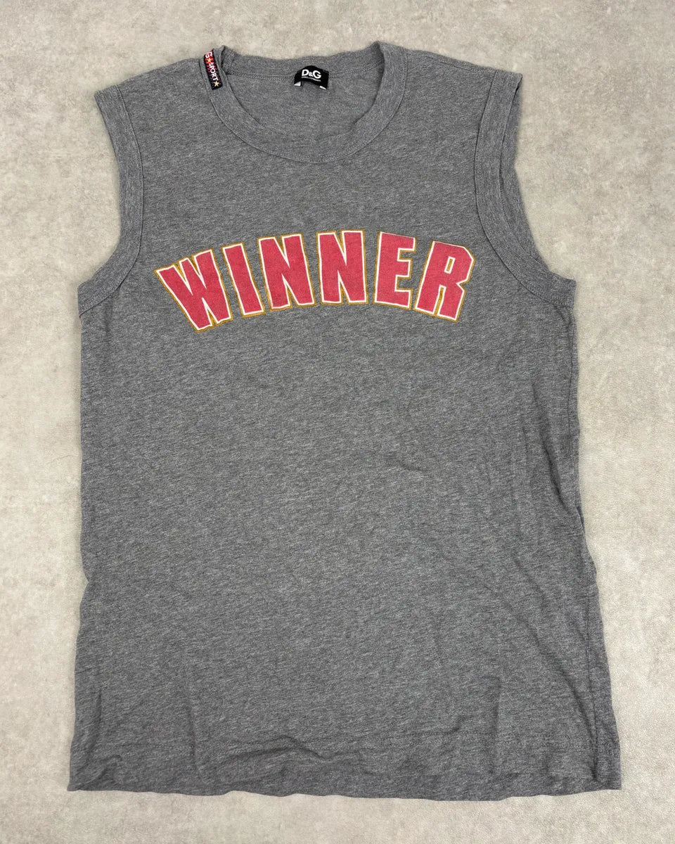 2000s Dolce & Gabbana Grey Winner Tank Top gWAZoBq 0