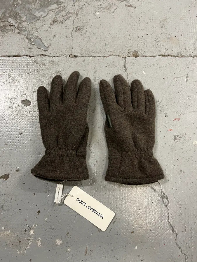 2000s Dolce & Gabbana Grey Wool & Leather Gloves zhqbDbv 2