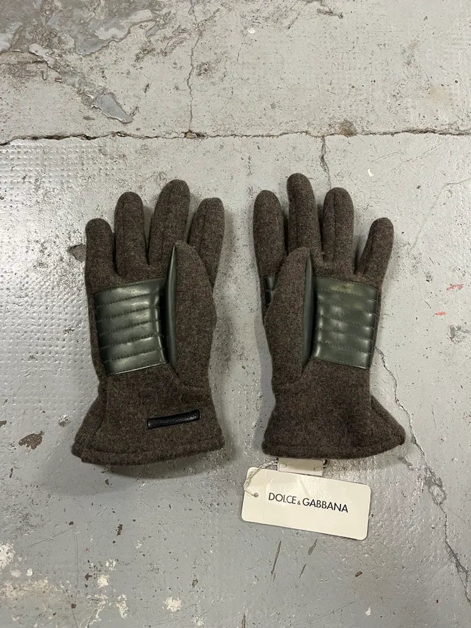2000s Dolce & Gabbana Grey Wool & Leather Gloves zhqbDbv 3