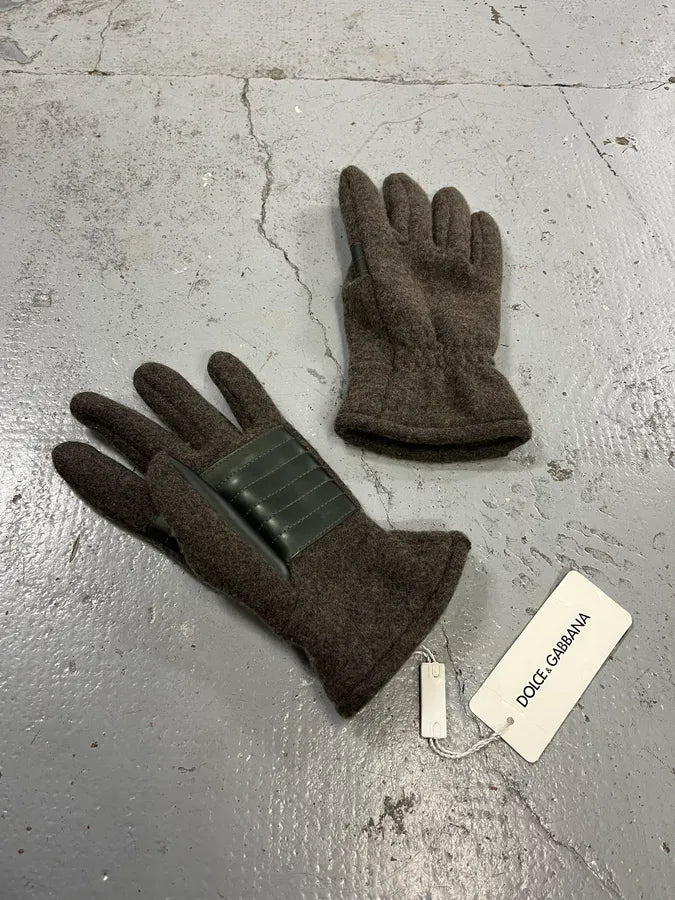 2000s Dolce & Gabbana Grey Wool & Leather Gloves zhqbDbv 4