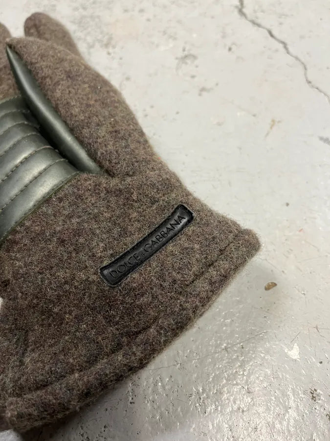 2000s Dolce & Gabbana Grey Wool & Leather Gloves zhqbDbv 5