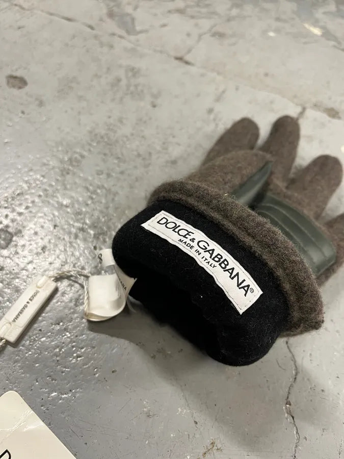 2000s Dolce & Gabbana Grey Wool & Leather Gloves zhqbDbv 6