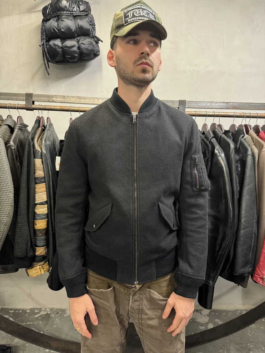 2000s Dolce & Gabbana Grey Wool Bomber Jacket wQrOCZy 1