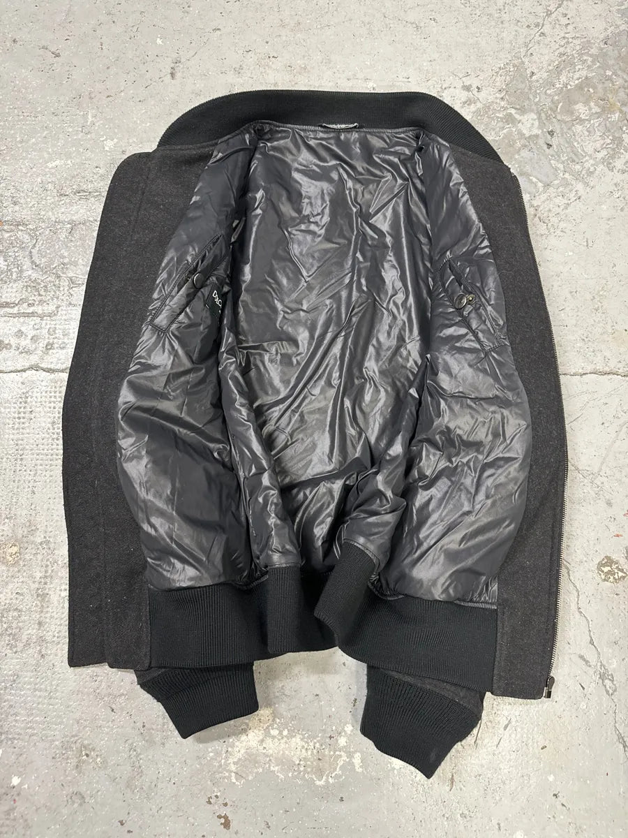 2000s Dolce & Gabbana Grey Wool Bomber Jacket wQrOCZy 8