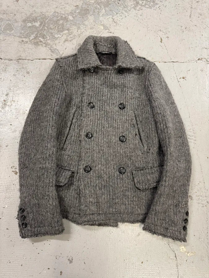 2000s Dolce & Gabbana Grey Wool Buttoned Peacoat Jacket SPDHDbG 0