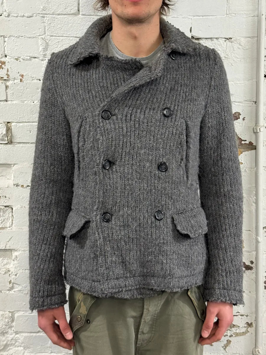 2000s Dolce & Gabbana Grey Wool Buttoned Peacoat Jacket SPDHDbG 1