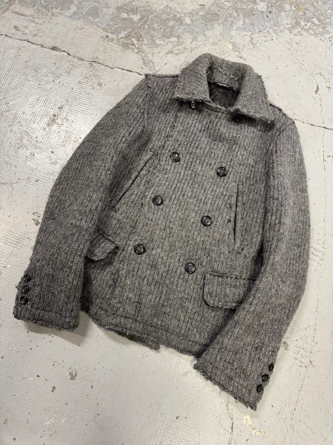 2000s Dolce & Gabbana Grey Wool Buttoned Peacoat Jacket SPDHDbG 2