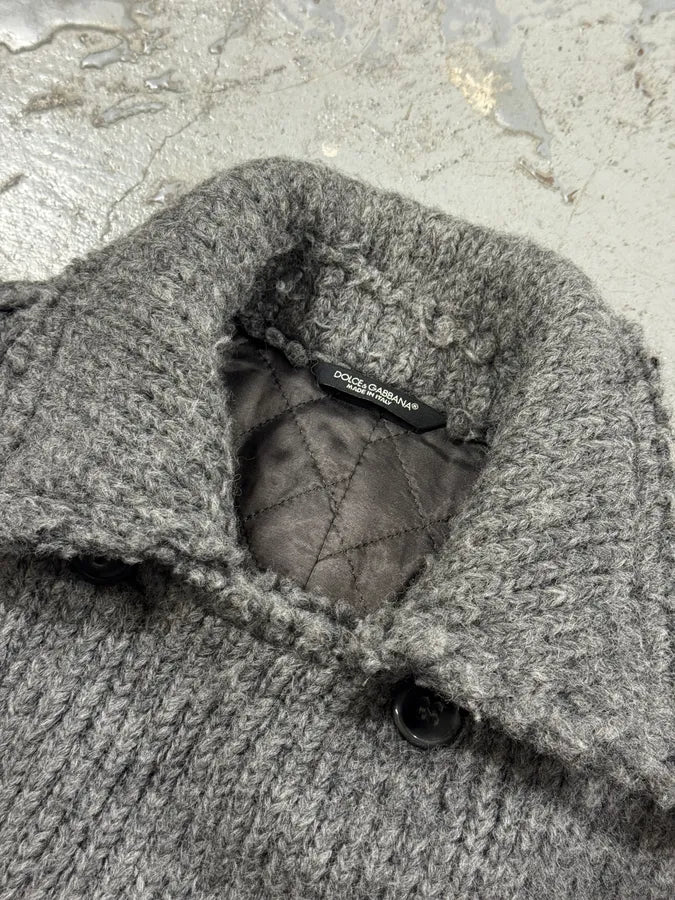 2000s Dolce & Gabbana Grey Wool Buttoned Peacoat Jacket SPDHDbG 6