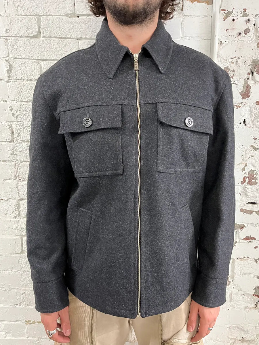 2000s Dolce & Gabbana Grey Wool Cargo Zip-up Jacket BMWixrj 0
