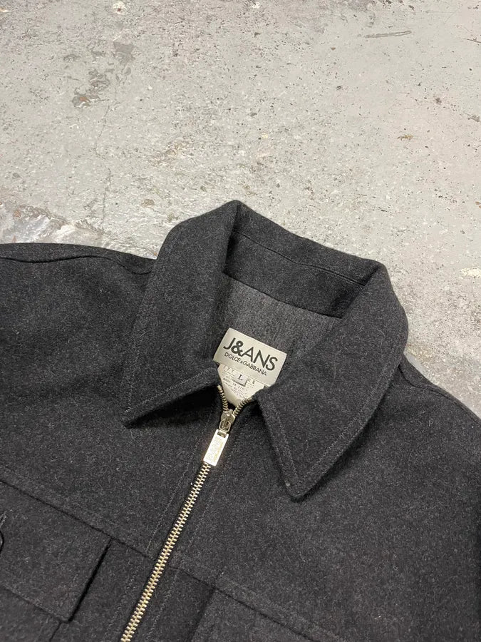 2000s Dolce & Gabbana Grey Wool Cargo Zip-up Jacket BMWixrj 4