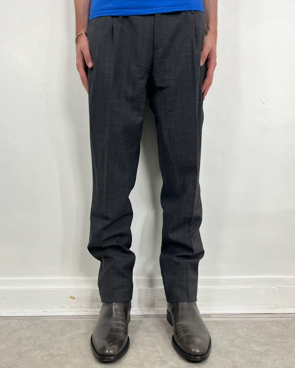2000s Dolce & Gabbana Grey Wool Checkered Classy Tailored Pants qmUoIzw 0