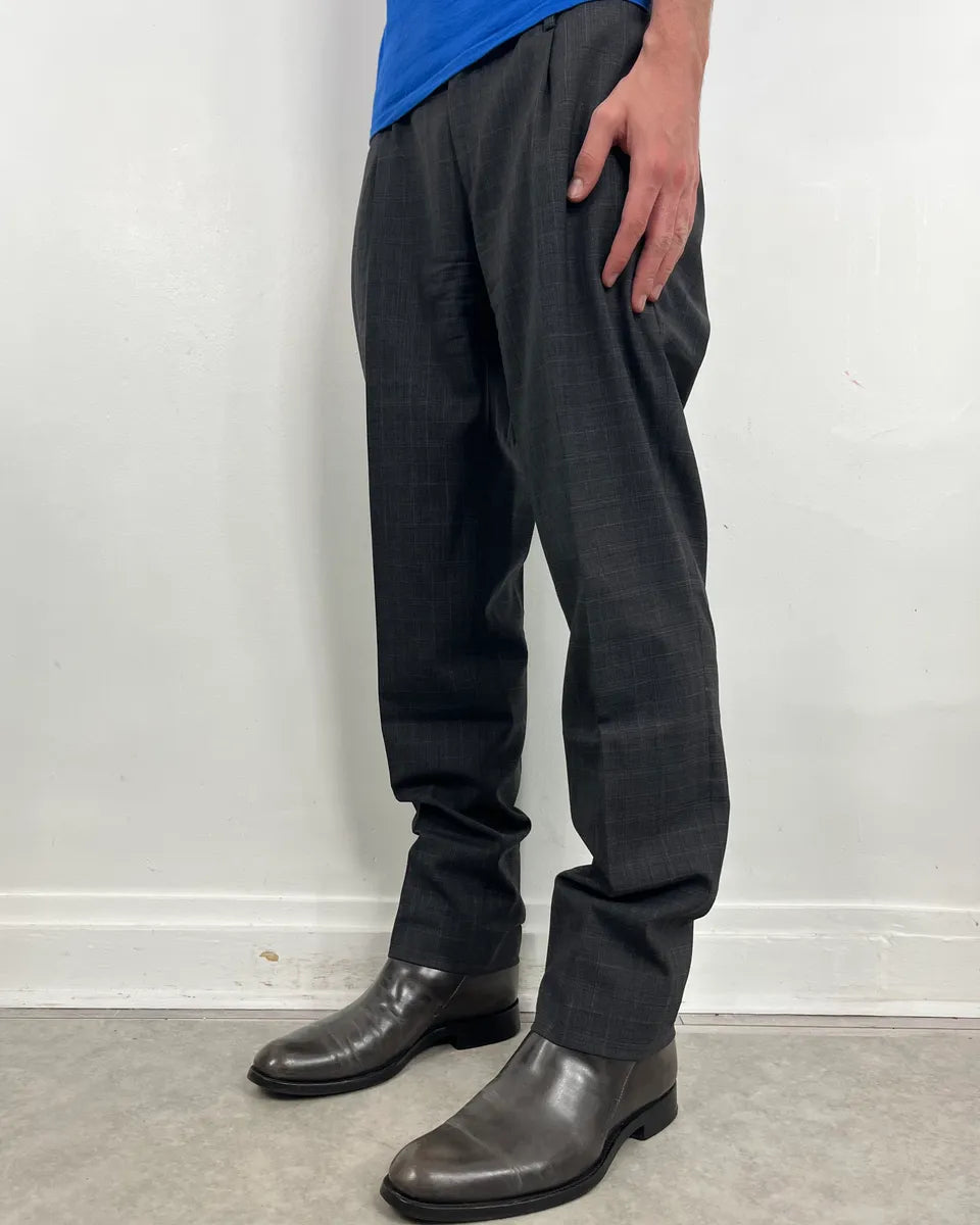 2000s Dolce & Gabbana Grey Wool Checkered Classy Tailored Pants qmUoIzw 1