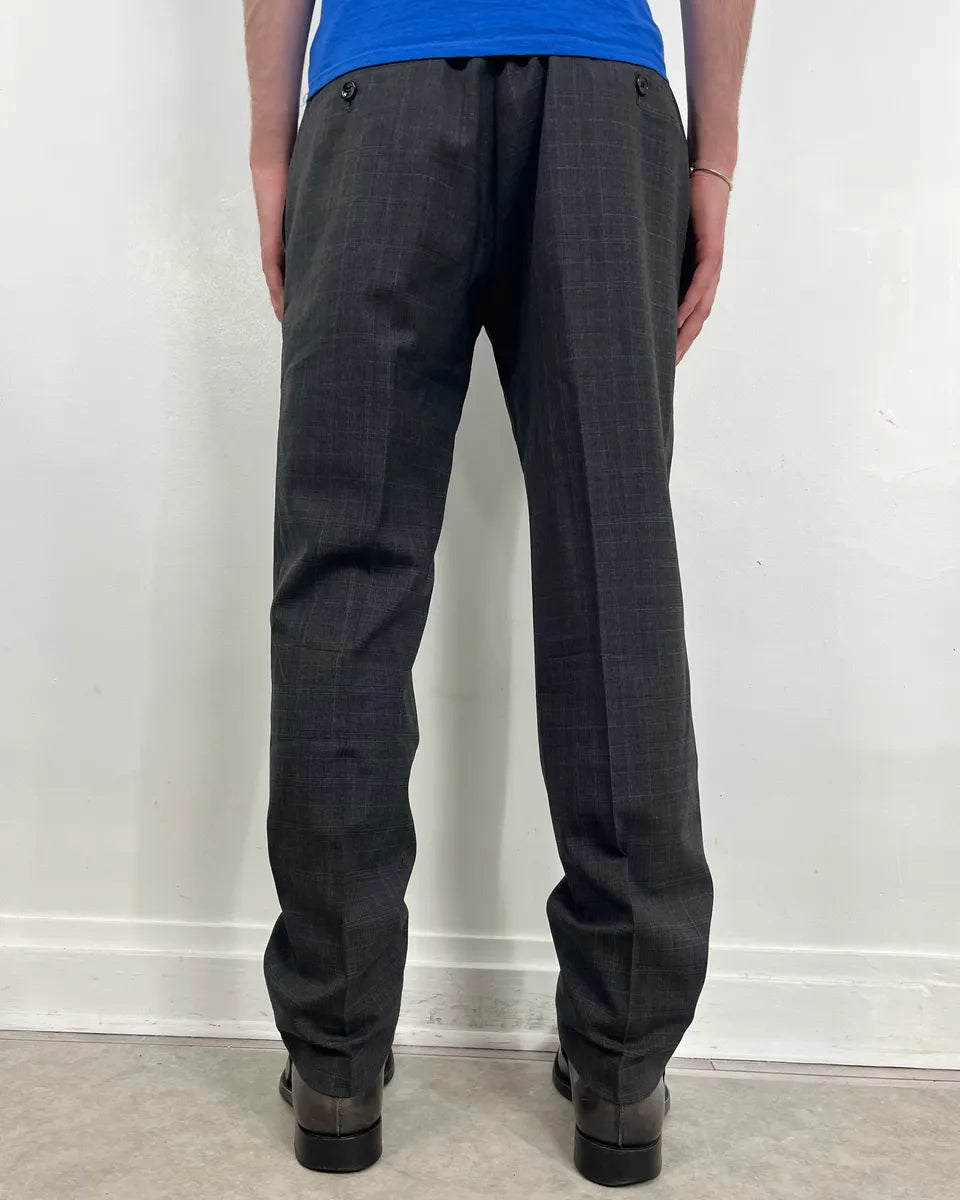 2000s Dolce & Gabbana Grey Wool Checkered Classy Tailored Pants qmUoIzw 2