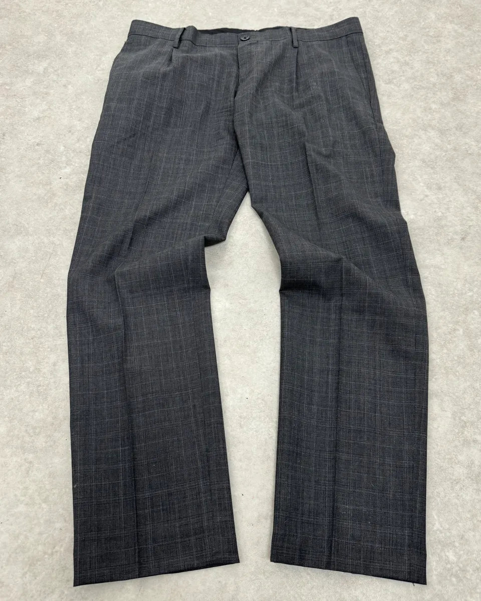 2000s Dolce & Gabbana Grey Wool Checkered Classy Tailored Pants qmUoIzw 3