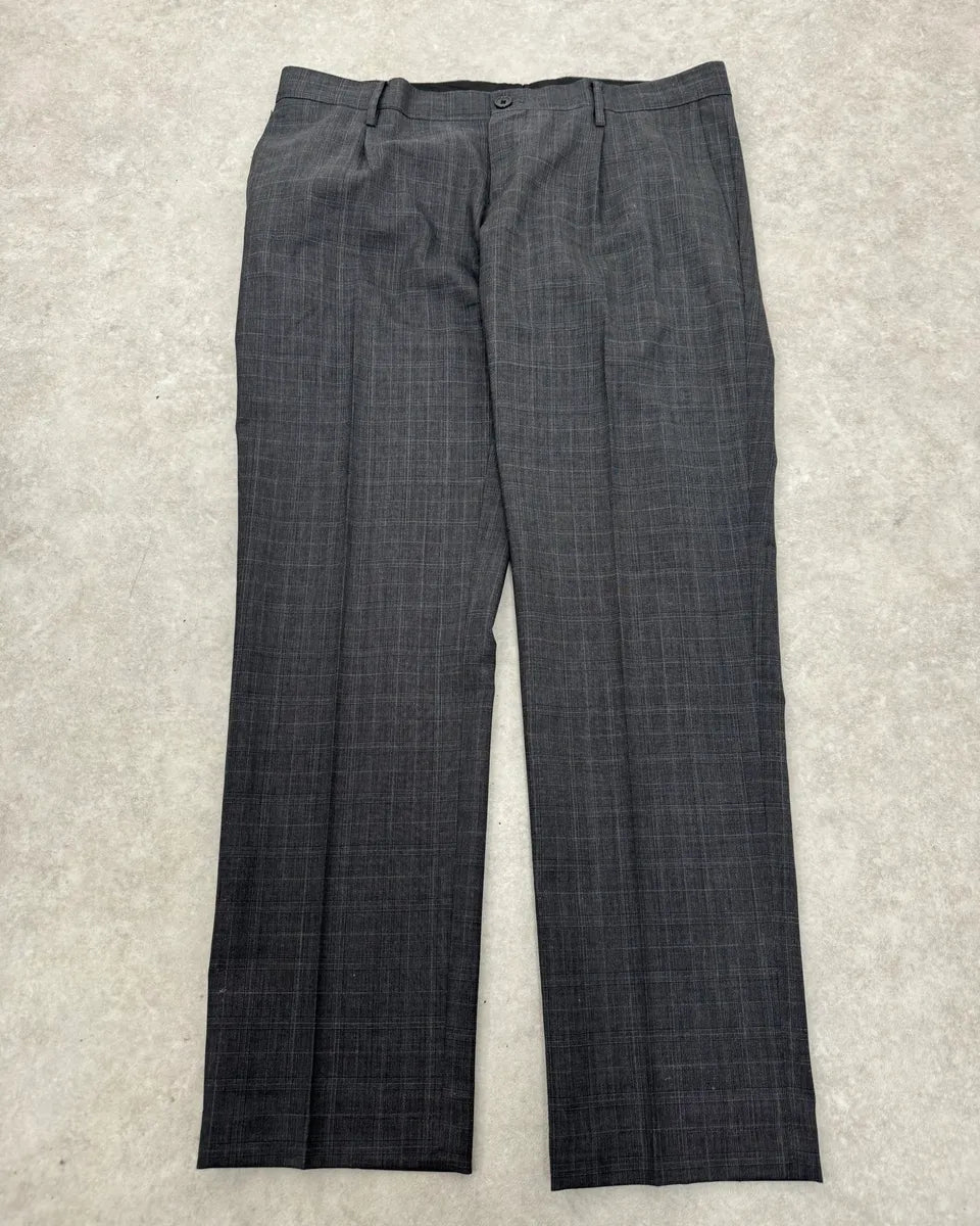 2000s Dolce & Gabbana Grey Wool Checkered Classy Tailored Pants qmUoIzw 4