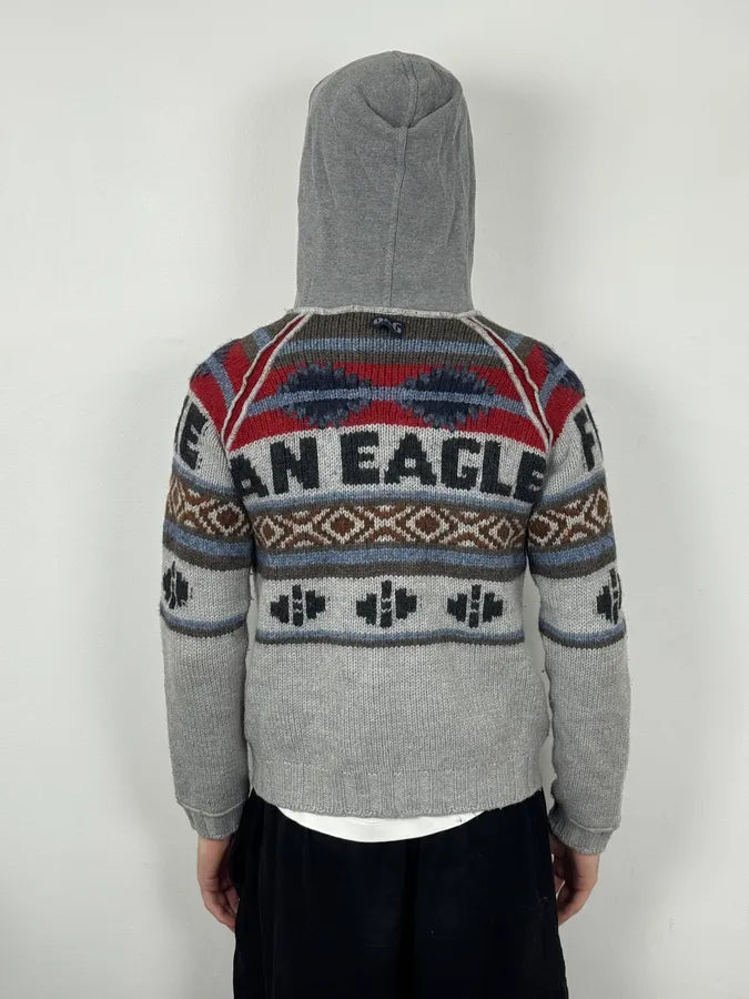 AW2004 Dolce & Gabbana Grey Wool Eagle Intarsia Zip Hoodie qDCvvhh 3