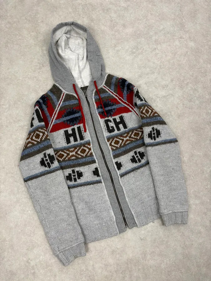 AW2004 Dolce & Gabbana Grey Wool Eagle Intarsia Zip Hoodie qDCvvhh 4
