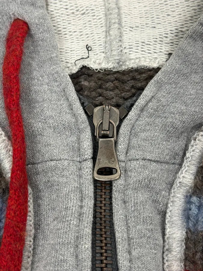 AW2004 Dolce & Gabbana Grey Wool Eagle Intarsia Zip Hoodie qDCvvhh 9