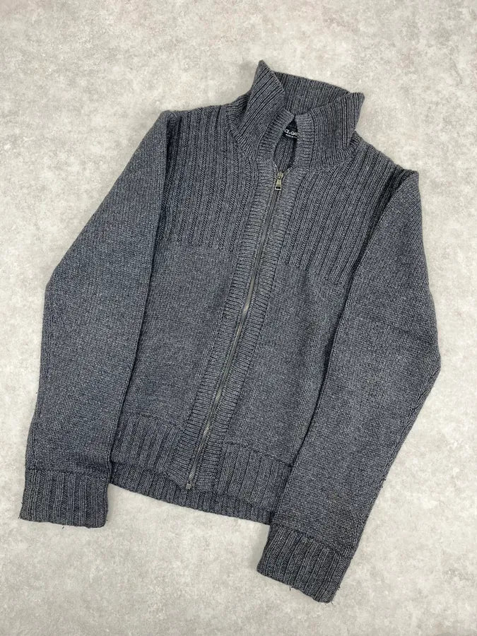 2000s Dolce & Gabbana Grey Wool Minimalist Zip-up Sweater HTubiqA 3