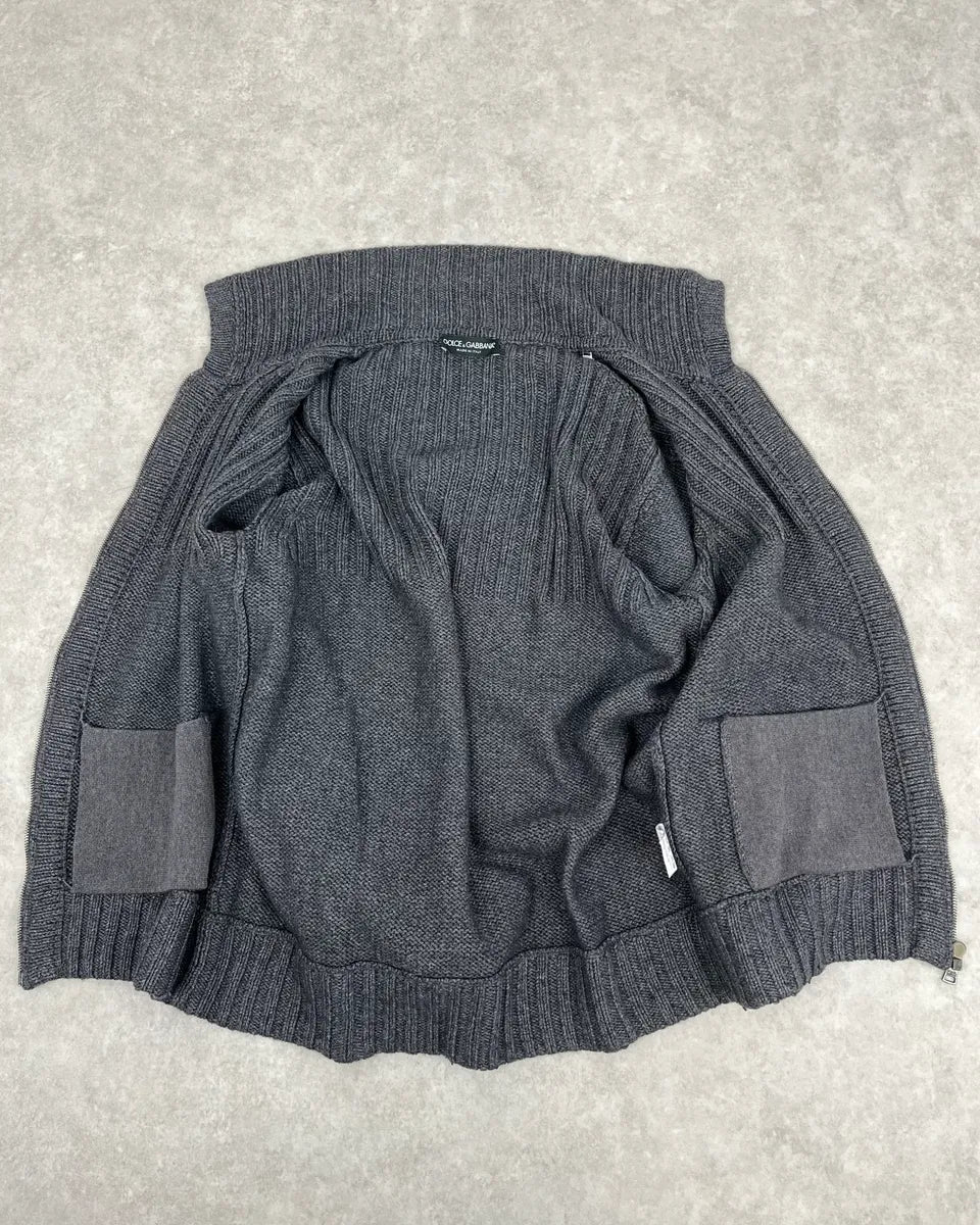 2000s Dolce & Gabbana Grey Wool Minimalist Zip-up Sweater HTubiqA 6