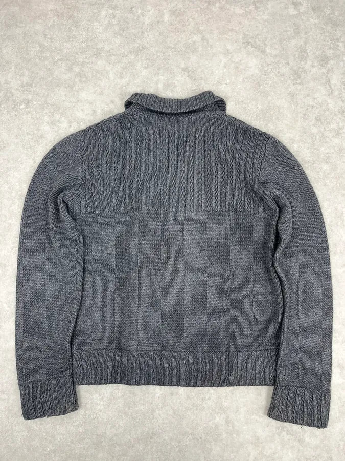 2000s Dolce & Gabbana Grey Wool Minimalist Zip-up Sweater HTubiqA 5