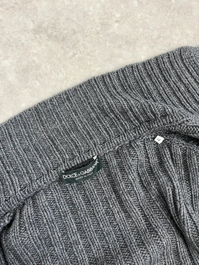 2000s Dolce & Gabbana Grey Wool Minimalist Zip-up Sweater HTubiqA 8