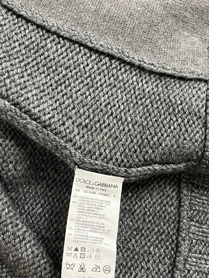 2000s Dolce & Gabbana Grey Wool Minimalist Zip-up Sweater HTubiqA 9
