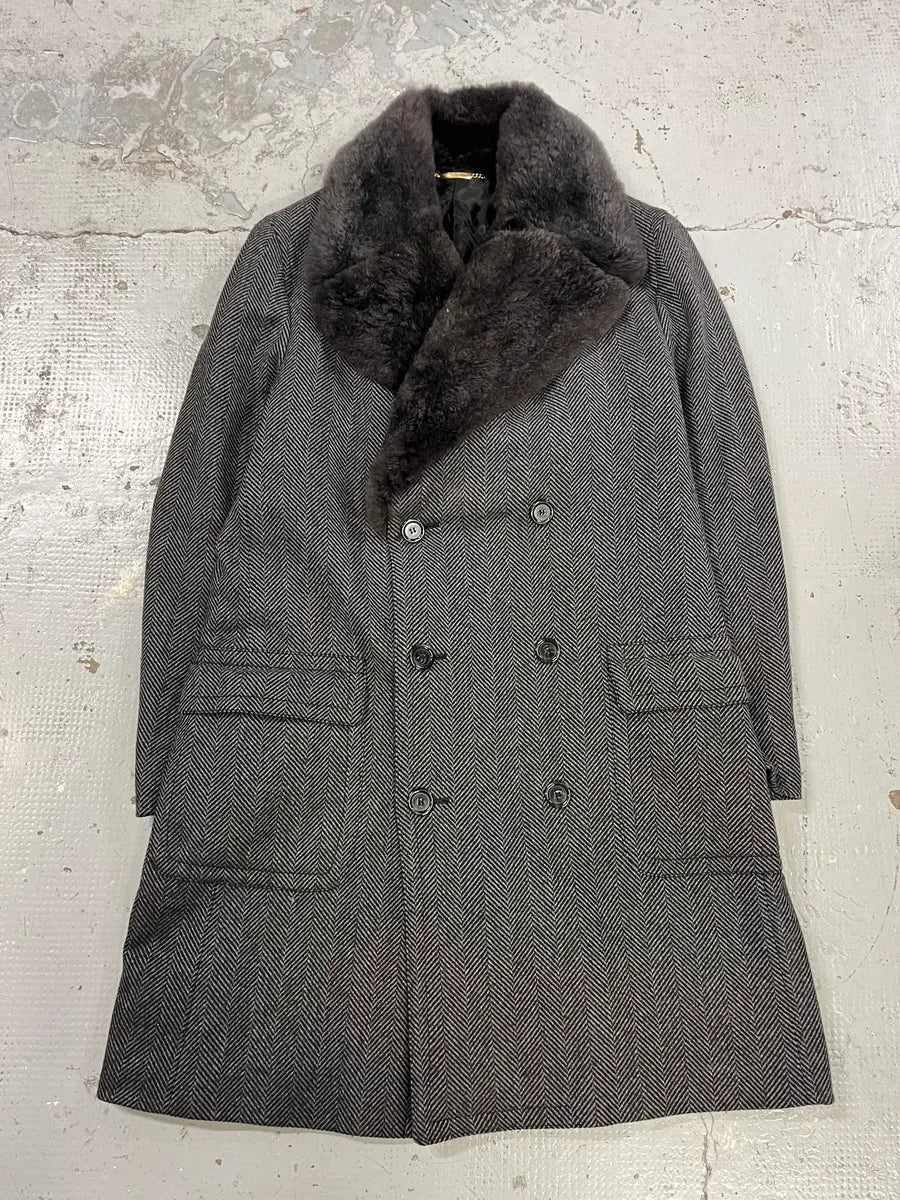 AW2006 Dolce & Gabbana Grey Wool Premium Fur Collar Royal Coat IavTiki 3