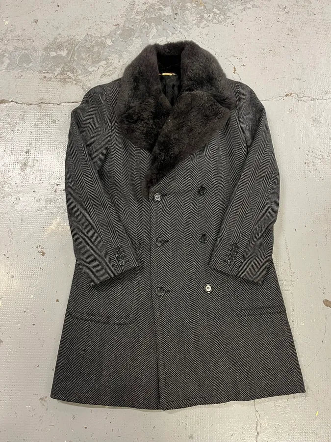 AW2006 Dolce & Gabbana Grey Wool Premium Fur Collar Royal Coat IavTiki 2