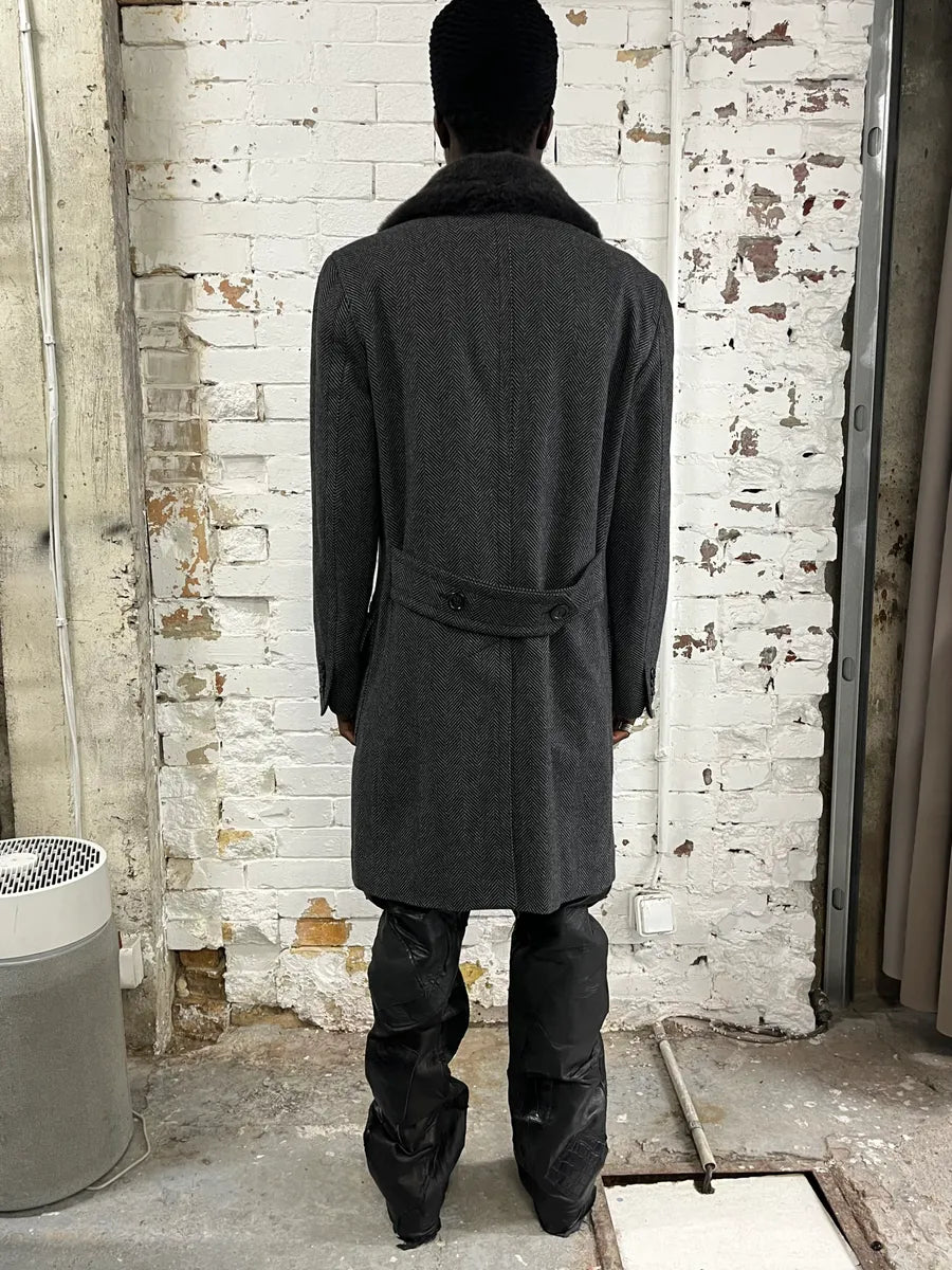 AW2006 Dolce & Gabbana Grey Wool Premium Fur Collar Royal Coat IavTiki 5