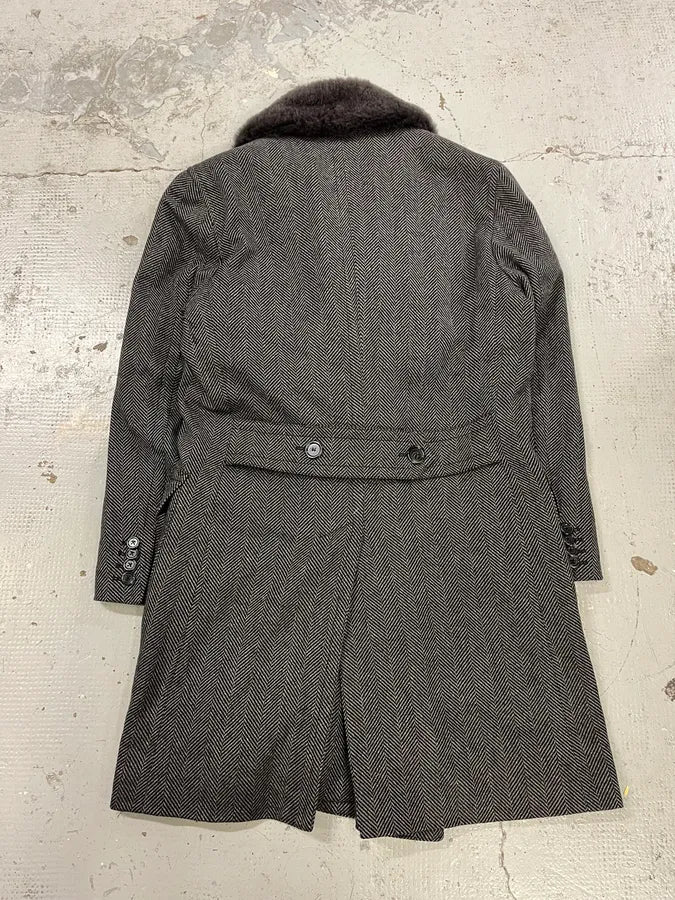 AW2006 Dolce & Gabbana Grey Wool Premium Fur Collar Royal Coat IavTiki 7