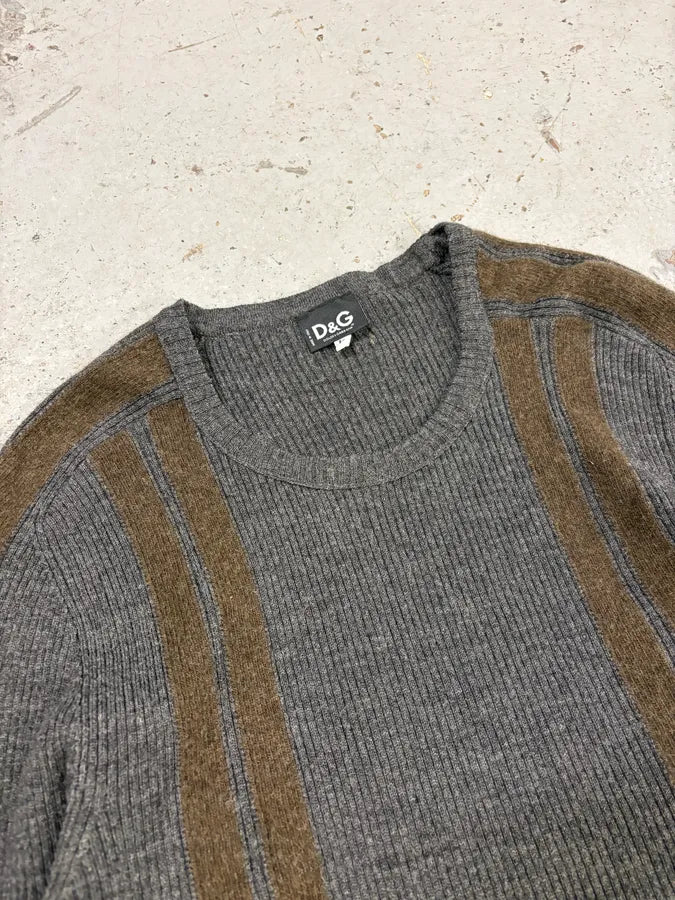2000s Dolce & Gabbana Grey Wool Striped Sweater cyUoUyy 4