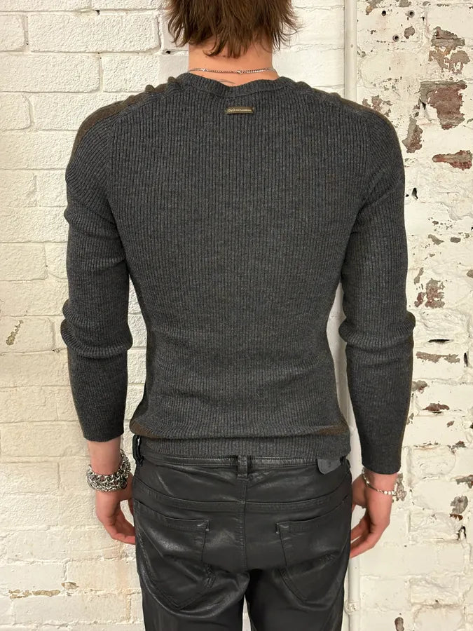 2000s Dolce & Gabbana Grey Wool Striped Sweater cyUoUyy 2