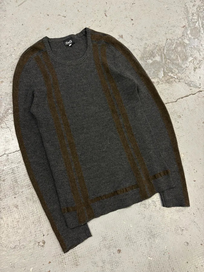 2000s Dolce & Gabbana Grey Wool Striped Sweater cyUoUyy 3