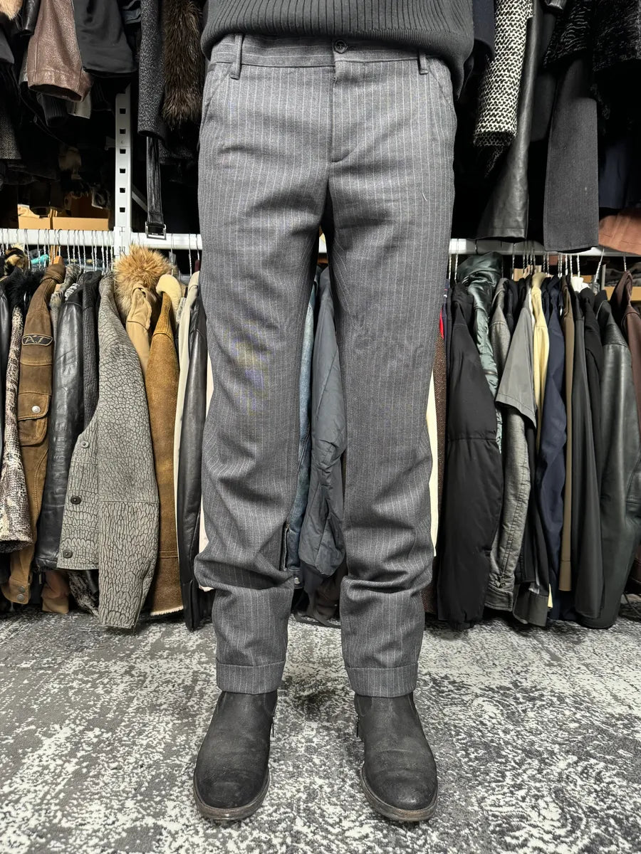 2000s Dolce & Gabbana Grey Wool Stripped Pants ZgbJXVI 0
