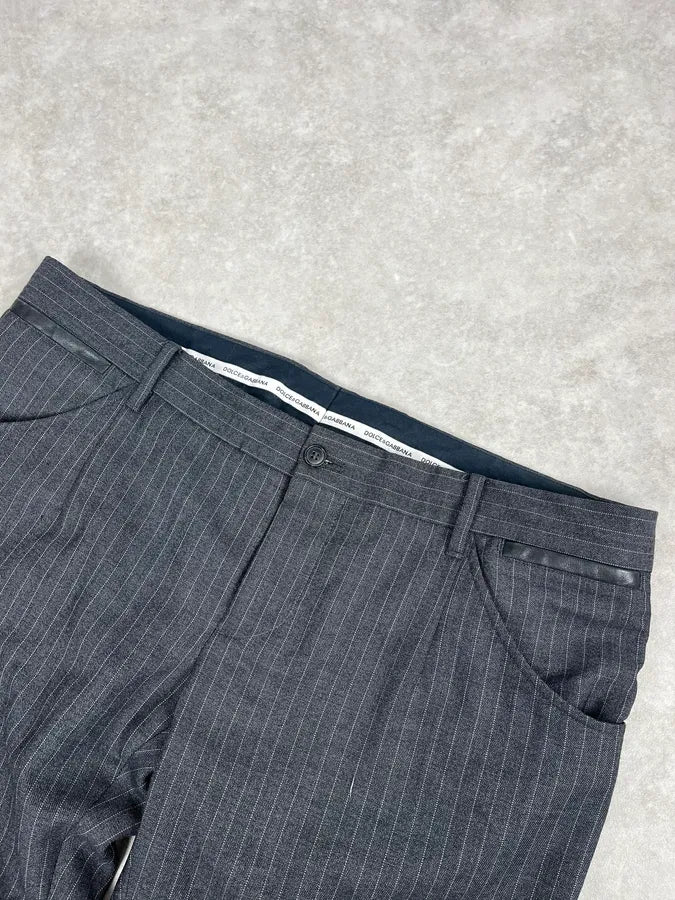 2000s Dolce & Gabbana Grey Wool Stripped Pants ZgbJXVI 5