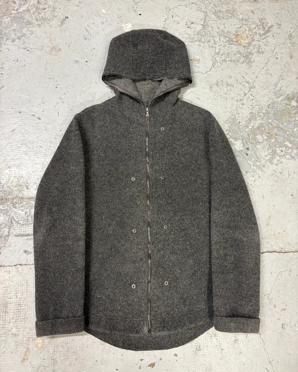 2000s Dolce & Gabbana Grey Wool Zip-up Hoodie Jacket MEjJdqk 0
