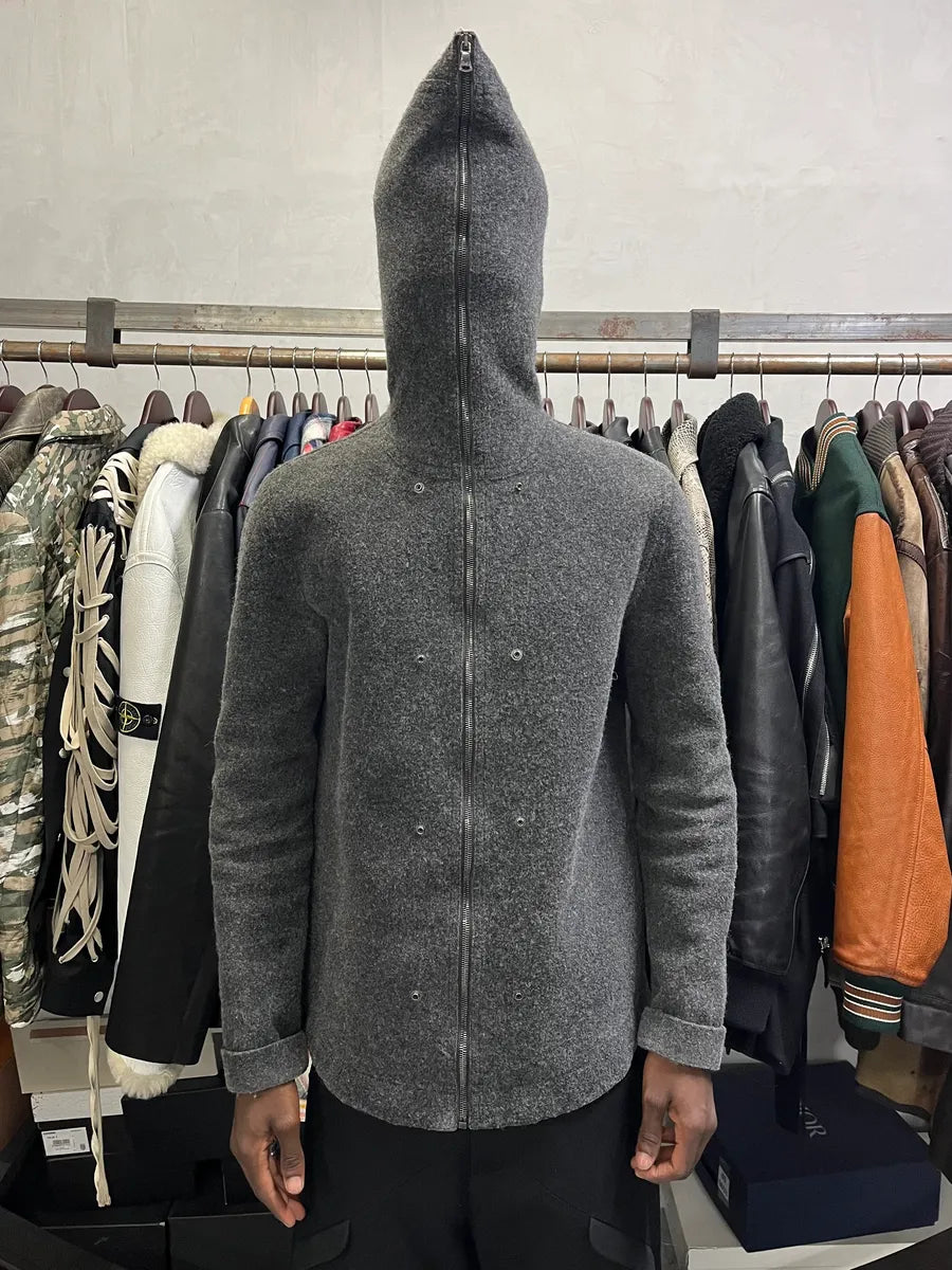 2000s Dolce & Gabbana Grey Wool Zip-up Hoodie Jacket MEjJdqk 1