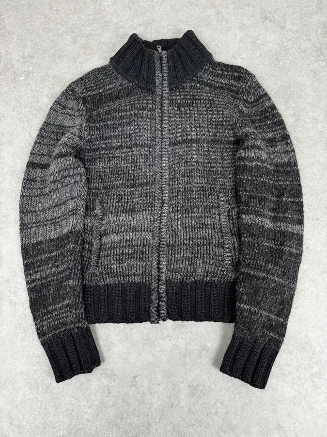 2000s Dolce & Gabbana Grey Wool Zip-Up Sweater noSfhJE 0