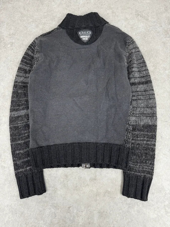 2000s Dolce & Gabbana Grey Wool Zip-Up Sweater noSfhJE 3
