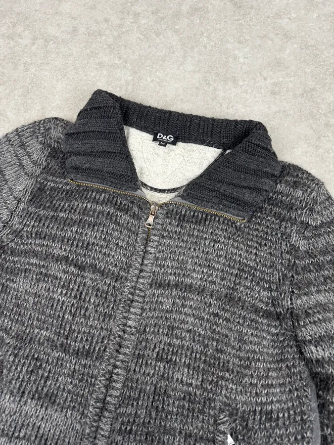 2000s Dolce & Gabbana Grey Wool Zip-Up Sweater noSfhJE 5