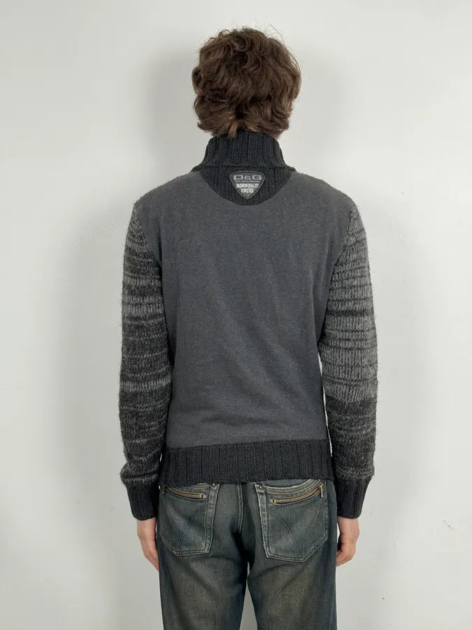 2000s Dolce & Gabbana Grey Wool Zip-Up Sweater noSfhJE 2