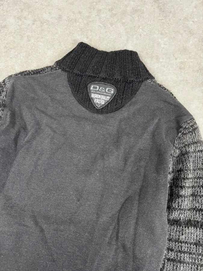 2000s Dolce & Gabbana Grey Wool Zip-Up Sweater noSfhJE 6