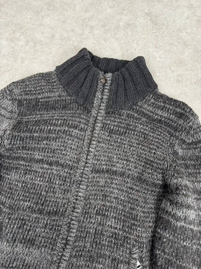 2000s Dolce & Gabbana Grey Wool Zip-Up Sweater noSfhJE 4