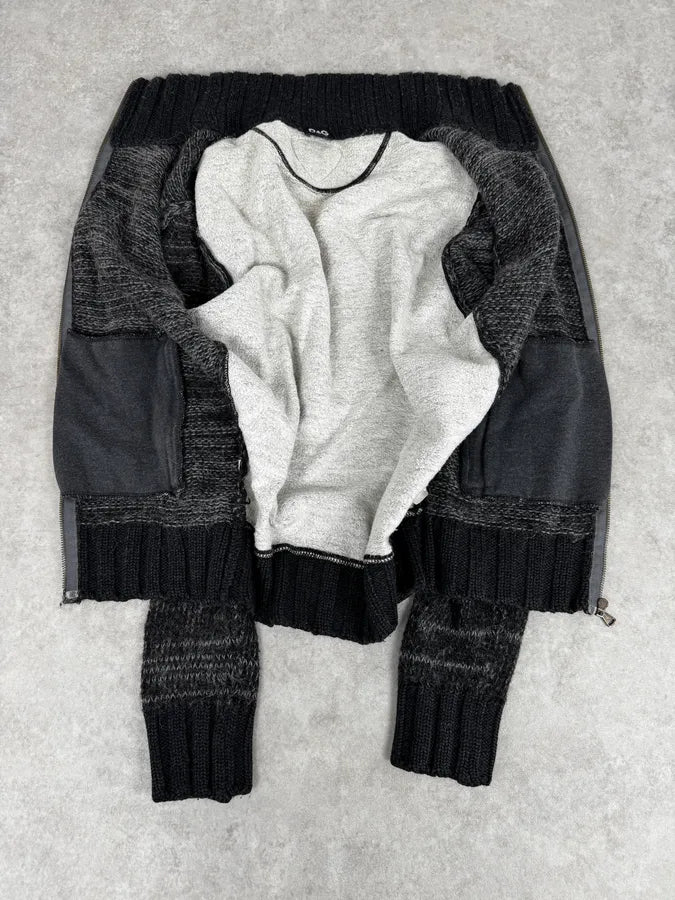 2000s Dolce & Gabbana Grey Wool Zip-Up Sweater noSfhJE 7