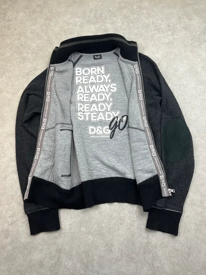 2000s Dolce & Gabbana Grey Patch Elbow Zip FdVvznj 7
